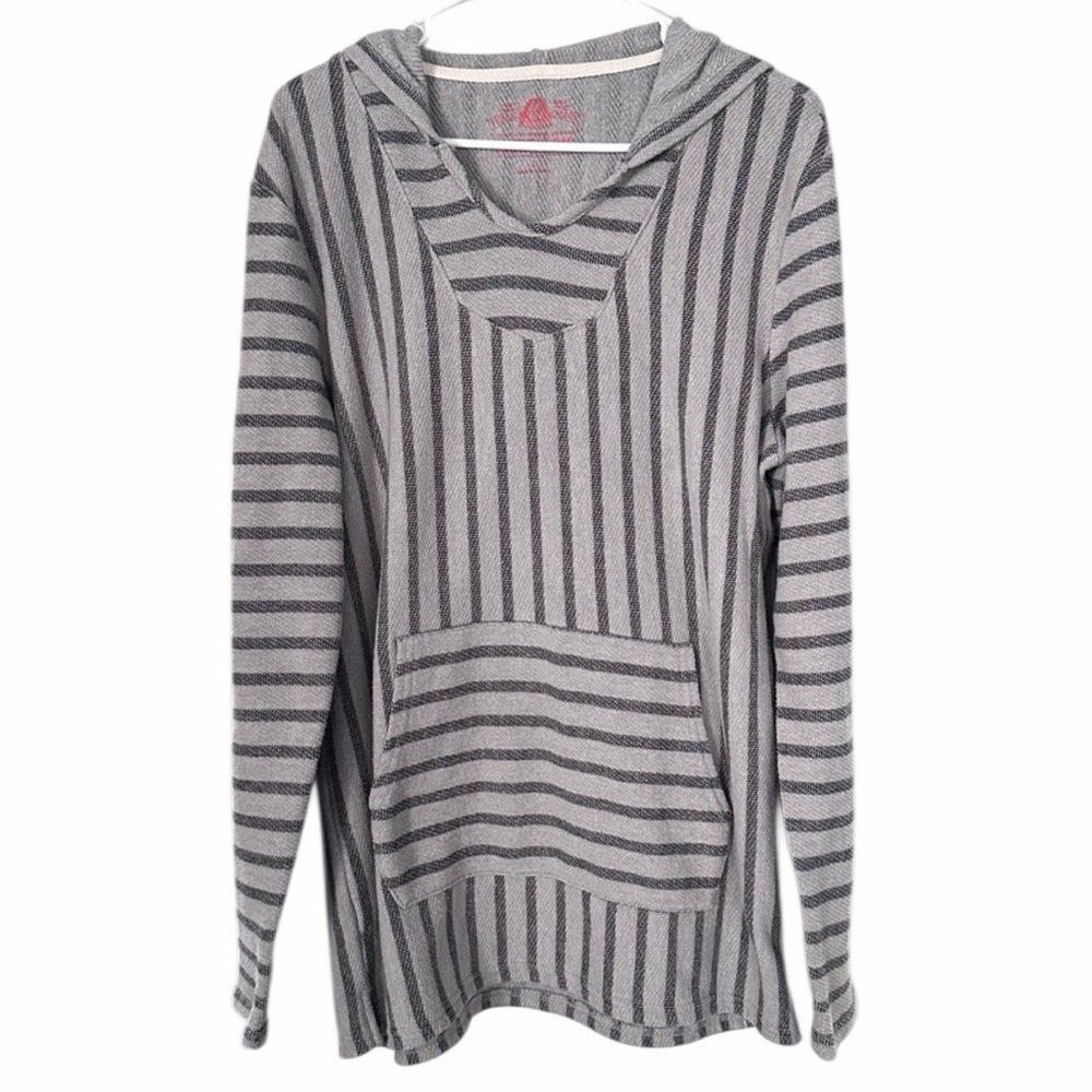 American Rag Men's Long Sleeve Striped Hooded Sweater Size Large PTP 22”